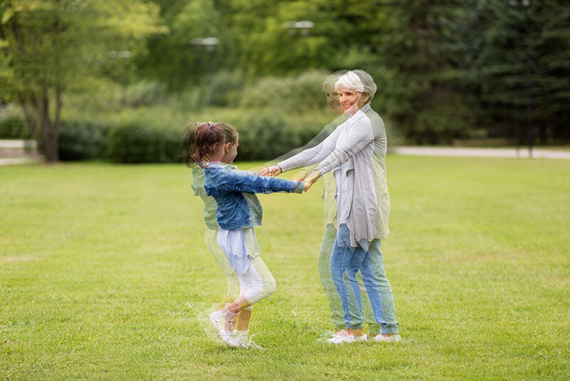 A Double Image of a Grandmother and Granddaughter